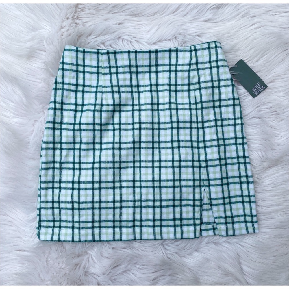 NWT Wild Fable Green Plaid Mini Skirt